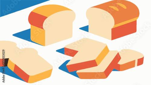 some bread. break fast concept. Simple illustration reminiscent of Scandinavia. Vector illustration. (No text) colorful