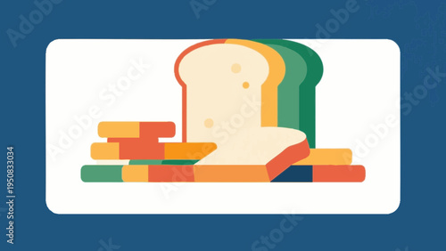 some bread. break fast concept. Simple illustration reminiscent of Scandinavia. Vector illustration. (No text) colorful
