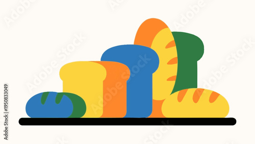 some bread. break fast concept. Simple illustration reminiscent of Scandinavia. Vector illustration. (No text) colorful