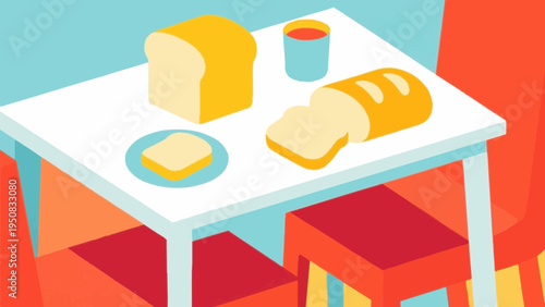 some bread. break fast concept. Simple illustration reminiscent of Scandinavia. Vector illustration. (No text) colorful
