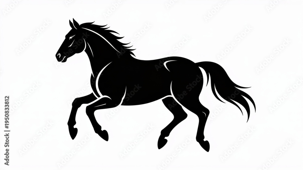 Obraz premium Black horse silhouette vector