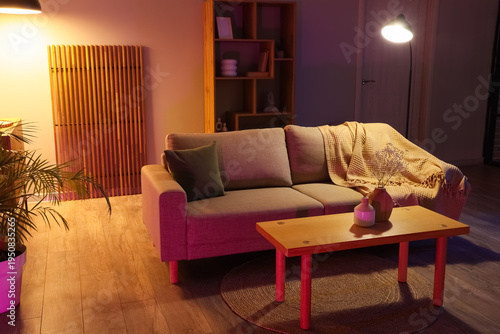 Interior of dark living roo...