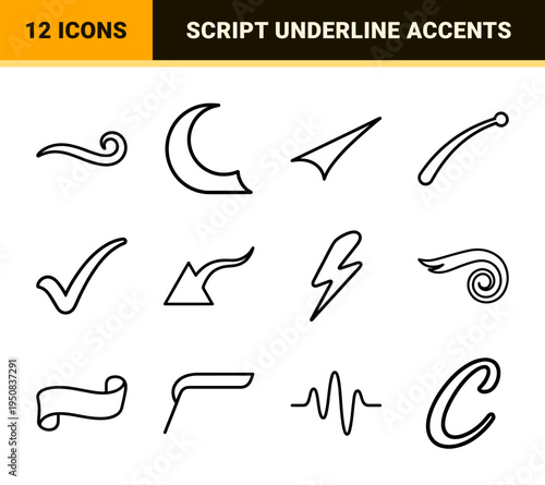 Collegiate Script Decorative Swashes and Athletic Underline Flourishes for Varsity Typography and Sporty Logo Design Accents