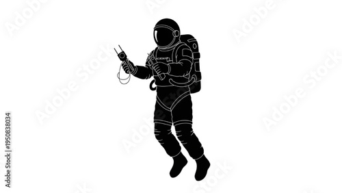 Silhouette of an astronaut making a peace sign while floating in zero gravity, symbolizing exploration and hope for humanity