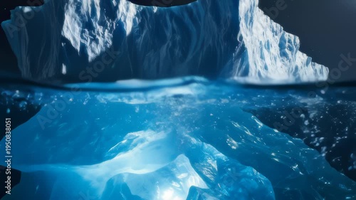 Majestic Iceberg Floating Calmly On Deep Blue Arctic Ocean Waters