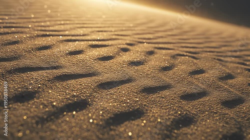 Golden Sand Grains Blown By Wind In Dunes At Sunset