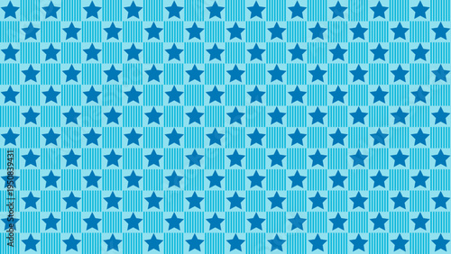 Blue Star Chequered Seamless Pattern vector background