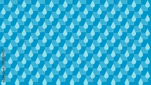Seamless Raindrops on Light Blue Squares vector background