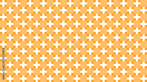 Orange and White Pixelated Cross Pattern Background vector background