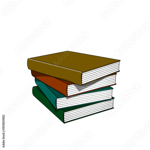 Hardcover Book with Bookmark on White Background. Vector Illustration.