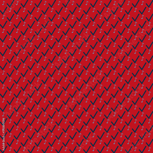 Seamless Pattern of Hooks and Eyes on Red Background vector background