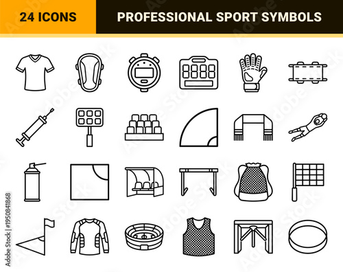 Professional Soccer and Football Equipment Neo-Line Art Symbols for Sports Management, Coaching Applications, and Athletic Event Branding