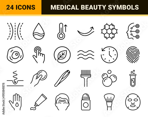 Dermatology Skin Texture Analysis Symbols with Minimalist Monoline Aesthetics for Medical Spa Diagnostic Software and Cosmetic Research Graphics