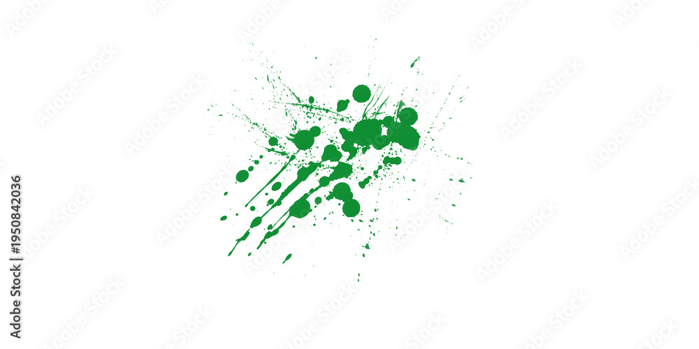 Obraz premium Bright green paint splatter on black background emerald ink splash messy droplet texture artistic design element graphic