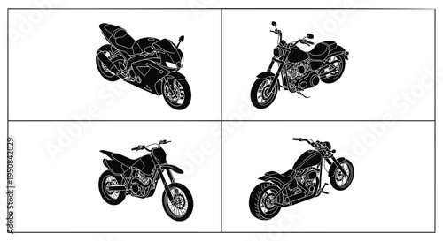 Set of 4 motorcycle icons vector