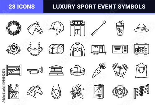 Elite Equestrian Tournament Line Art for Professional Sporting Events and Luxury Derby Lifestyle Branding Projects
