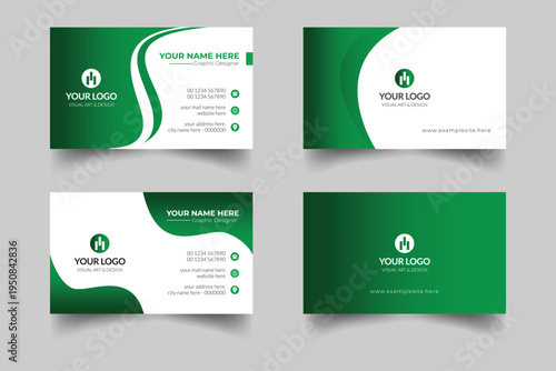 Set of 4 modern business card print templates, double-sided business card design template with professional color variation visiting card layout set.