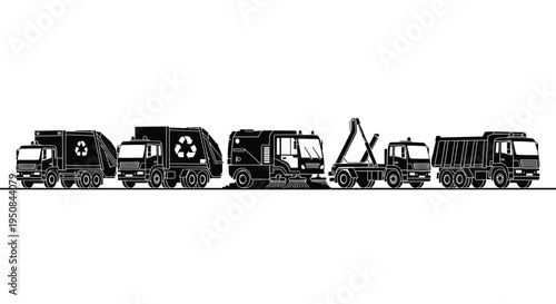 Set of 5 construction trucks vector