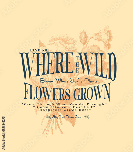 Vintage girl's flowers graphic tee artwork. summer tee t-shirt design. tropical flower print design.  