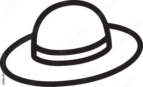 Hand Drawn Woman Hat Black and White Illustration in Minimal Line Art Style Design