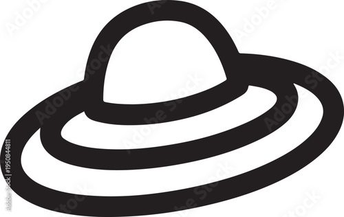 Hand Drawn Woman Hat Black and White Illustration in Minimal Line Art Style Design