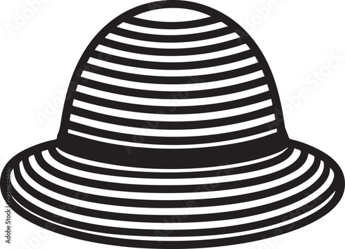 Hand Drawn Woman Hat Black and White Illustration in Minimal Line Art Style Design