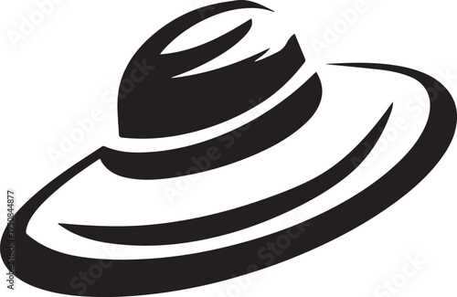 Hand Drawn Woman Hat Black and White Illustration in Minimal Line Art Style Design