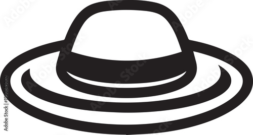 Hand Drawn Woman Hat Black and White Illustration in Minimal Line Art Style Design