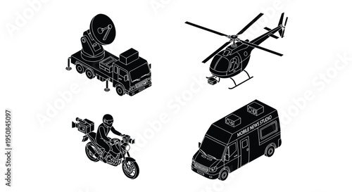 Set of 4 military vehicle icons vector