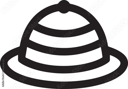 Hand Drawn Woman Hat Black and White Illustration in Minimal Line Art Style Design