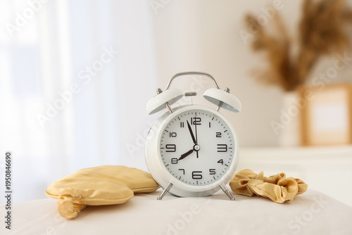 Alarm clock, sleeping mask ...
