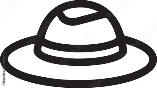 Hand Drawn Woman Hat Black and White Illustration in Minimal Line Art Style Design