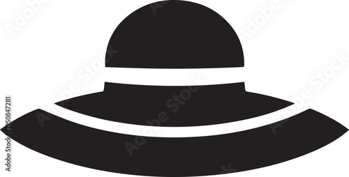 Hand Drawn Woman Hat Black and White Illustration in Minimal Line Art Style Design