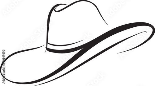 Hand Drawn Woman Hat Black and White Illustration in Minimal Line Art Style Design