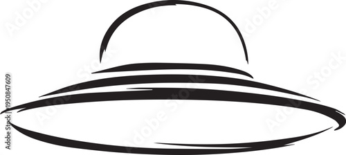 Hand Drawn Woman Hat Black and White Illustration in Minimal Line Art Style Design