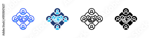 Collaboration Multi Style Icon Set Vector 