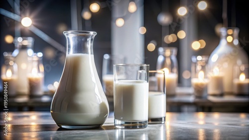 A realistic photo of Examine milk in the laboratory Selective focus