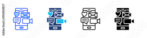 Social Media Multi Style Icon Set Vector 