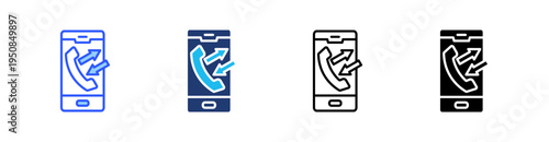 Phone Call Multi Style Icon Set Vector 