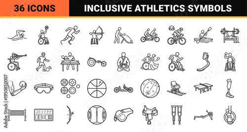 Minimalist Adaptive Sports Monoline Outline Symbolism for Inclusive Athletics and Para-Sport Equipment Design
