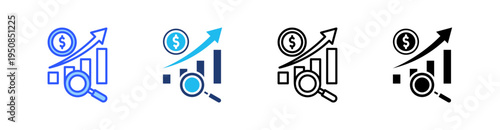 Market Analysis Multi Style Icon Set Vector 