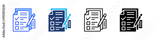 Survey Multi Style Icon Set Vector 