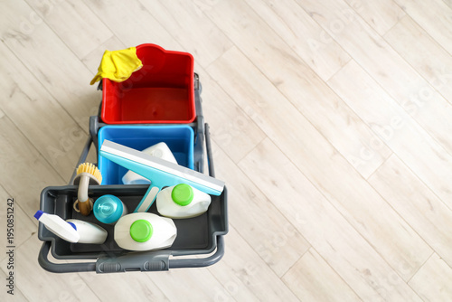 Trolley with cleaning suppl...