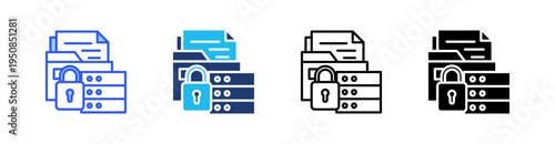 Private Data Multi Style Icon Set Vector 