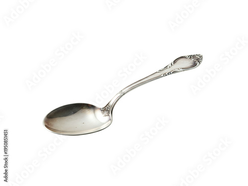 Elegant silver spoon isolated on transparent background for various uses