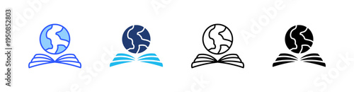 Geography Multi Style Icon Set Vector 