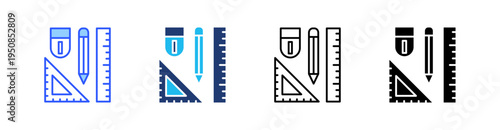 Stationery Multi Style Icon Set Vector 