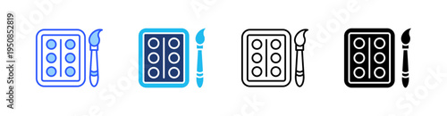 Paint Palette Multi Style Icon Set Vector 