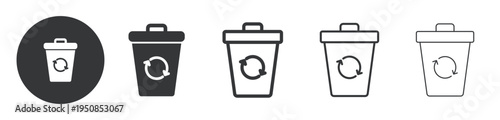 Recycle Bin thin line and solid icon. Multi series icon. Web minimal icon