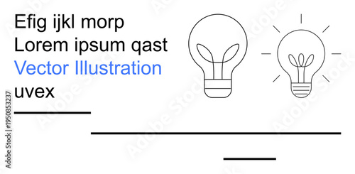Sustainability, innovation, energy, eco-friendly solutions, branding, education. Two line-drawn light bulbs, one with a small plant growing inside. Sustainability and innovation concepts